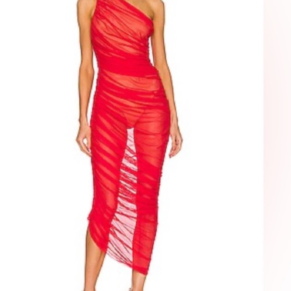 Norma Kamali Vibrant Red One-Shoulder Dress